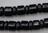 CRB151 15.5 inches 6*12mm & 10*12mm rondelle black agate beads