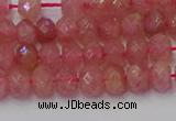 CRB1800 15.5 inches 4*6mm faceted rondelle strawberry quartz beads