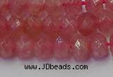 CRB1801 15.5 inches 5*8mm faceted rondelle strawberry quartz beads