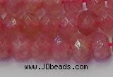 CRB1802 15.5 inches 6*10mm faceted rondelle strawberry quartz beads