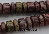 CRB181 15.5 inches 5*14mm – 10*14mm rondelle red artistic jasper beads