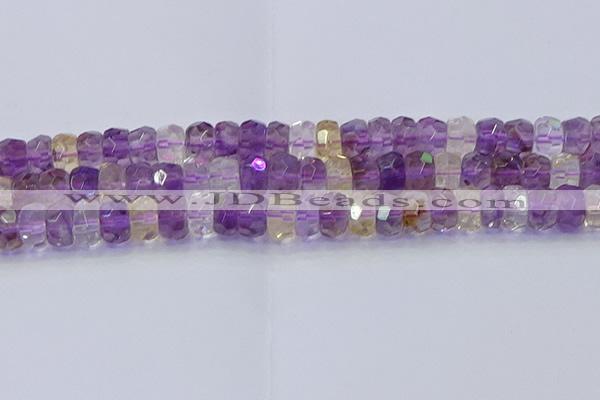 CRB1810 15.5 inches 6*12mm faceted rondelle ametrine beads