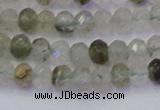 CRB1812 15.5 inches 4*6mm faceted rondelle green rutilated quartz beads