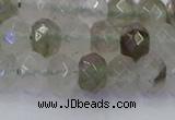 CRB1813 15.5 inches 5*8mm faceted rondelle green rutilated quartz beads