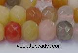 CRB1822 15.5 inches 6*10mm faceted rondelle mixed rutilated quartz beads