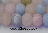 CRB1830 15.5 inches 6*10mm faceted rondelle morganite beads