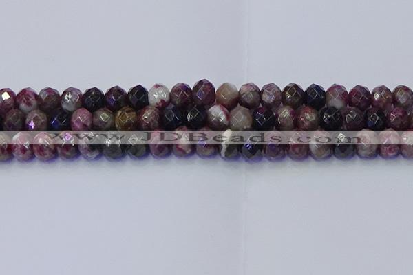 CRB1834 15.5 inches 6*10mm faceted rondelle tourmaline beads