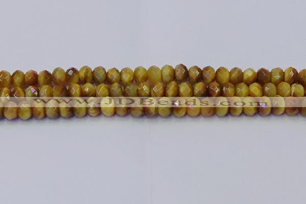 CRB1838 15.5 inches 6*10mm faceted rondelle golden tiger eye beads