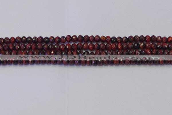 CRB1844 15.5 inches 4*6mm faceted rondelle red tiger eye beads