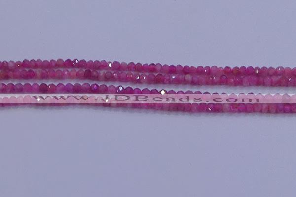 CRB1879 15.5 inches 2.5*4mm faceted rondelle red tourmaline beads