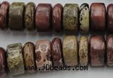 CRB191 15.5 inches 6*16mm – 10*16mm rondelle red artistic jasper beads