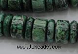 CRB192 15.5 inches 6*16mm – 10*16mm rondelle green picture jasper beads