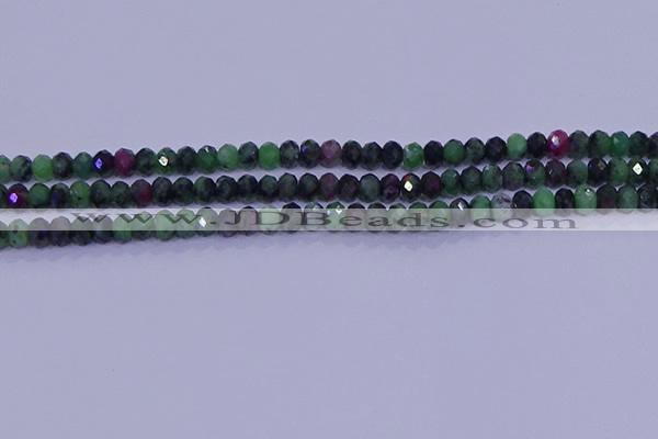 CRB1925 15.5 inches 2.5*4mm faceted rondelle ruby zoisite beads