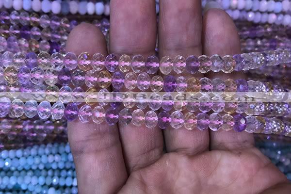 CRB1943 15.5 inches 4*6mm faceted rondelle ametrine beads