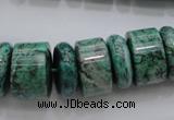 CRB197 15.5 inches 6*18mm – 13*18mm rondelle green picture jasper beads