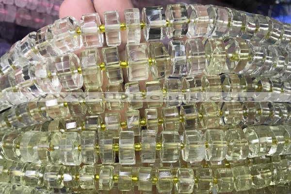 CRB2030 15.5 inches 7mm - 8mm faceted tyre lemon quartz beads