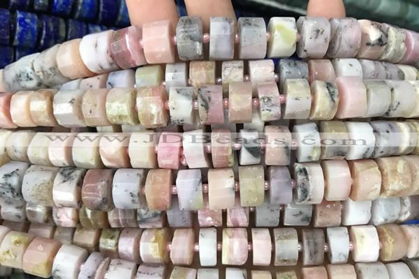 CRB2070 15.5 inches 7mm - 8mm faceted tyre pink opal beads