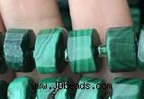 CRB2150 15.5 inches 7mm - 8mm faceted tyre malachite beads