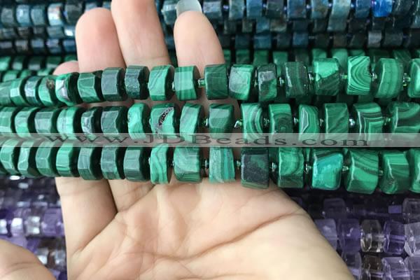 CRB2150 15.5 inches 7mm - 8mm faceted tyre malachite beads