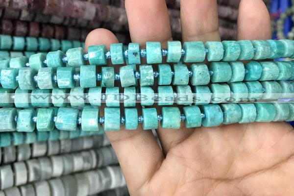 CRB2160 15.5 inches 7mm - 8mm faceted tyre amazonite gemstone beads