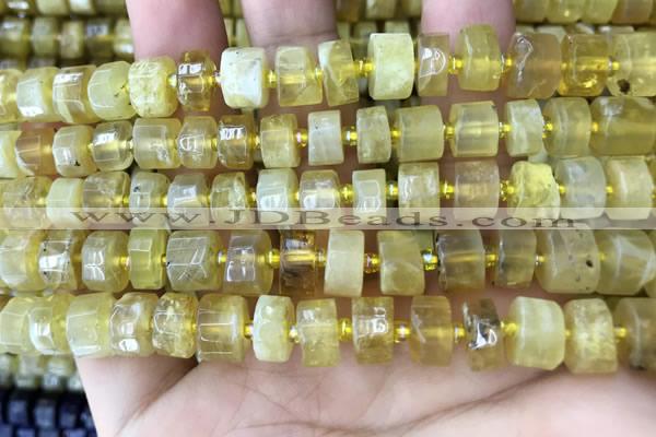 CRB2170 15.5 inches 8mm - 9mm faceted tyre yellow opal beads