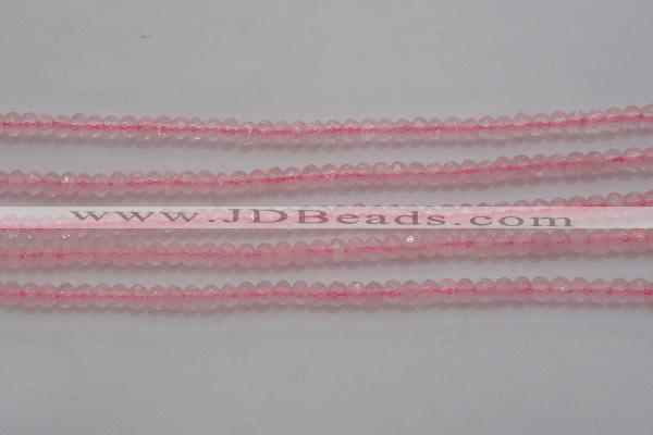 CRB220 15.5 inches 2.5*4mm faceted rondelle rose quartz beads