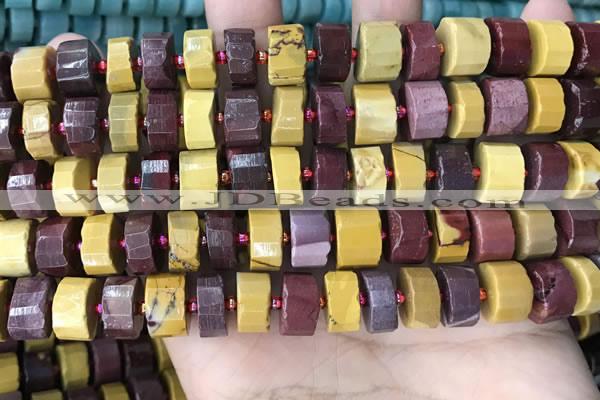 CRB2203 15.5 inches 11mm - 12mm faceted tyre mookaite beads