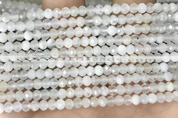 CRB2254 15.5 inches 3*4mm faceted rondelle white moonstone beads