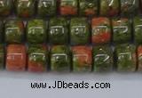 CRB2507 15.5 inches 6*8mm rondelle unakite gemstone beads