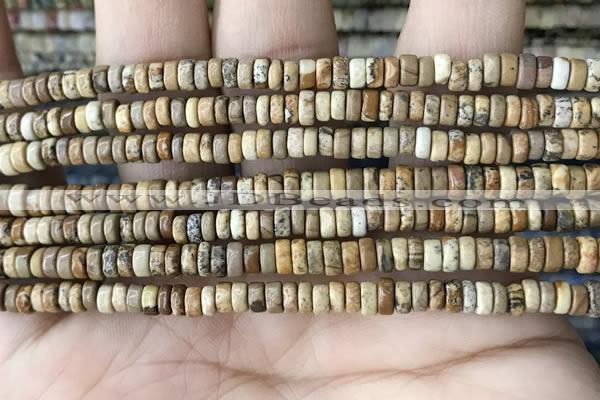 CRB2568 15.5 inches 2*4mm heishi picture jasper beads wholesale