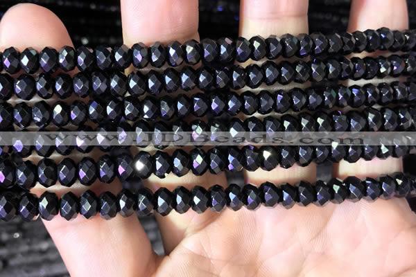 CRB2652 15.5 inches 3.5*5mm faceted rondelle black spinel beads