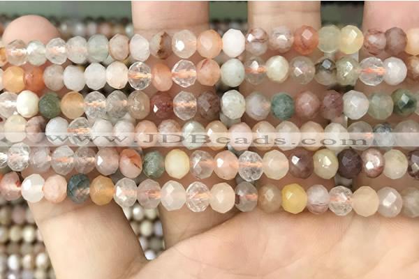 CRB2672 15.5 inches 4*6mm faceted rondelle mixed rutilated quartz beads