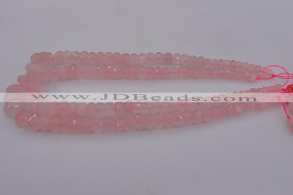 CRB304 15.5 inches 5*8mm - 10*14mm faceted rondelle rose quartz beads