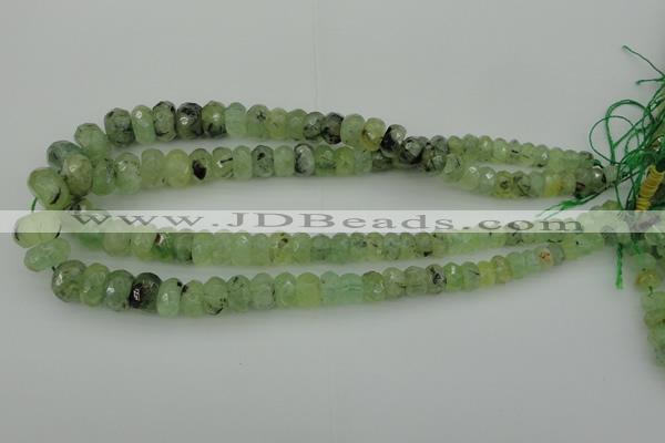 CRB305 5*8mm - 10*14mm faceted rondelle green rutilated quartz beads