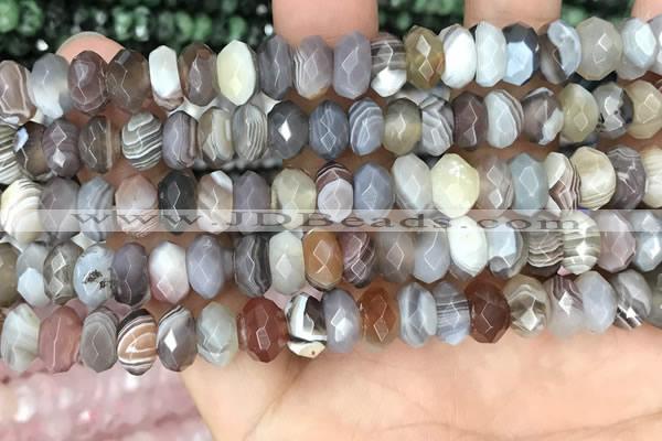 CRB3074 5*8mm - 4*9mm faceted rondelle Botswana agate beads