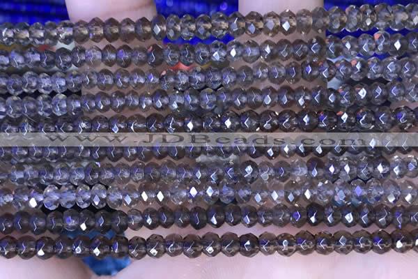 CRB3152 15.5 inches 2.5*4mm faceted rondelle tiny smoky quartz beads