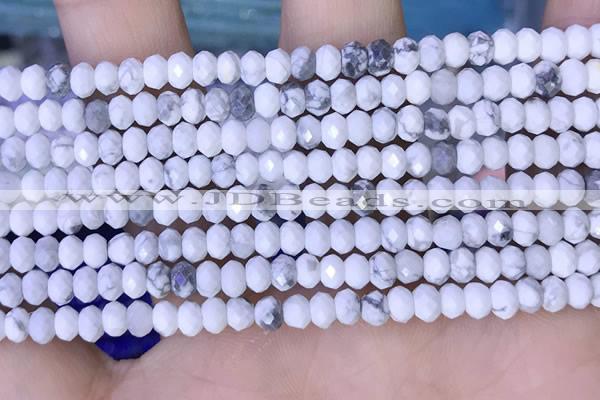 CRB3165 15.5 inches 2.5*4mm faceted rondelle tiny white howlite beads