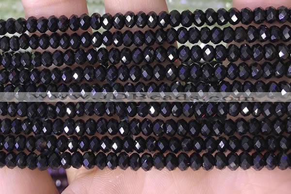 CRB3180 15.5 inches 2.5*4mm faceted rondelle tiny black spinel beads