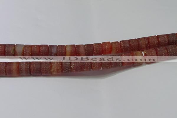 CRB325 15.5 inches 8*12mm tyre matte red agate gemstone beads