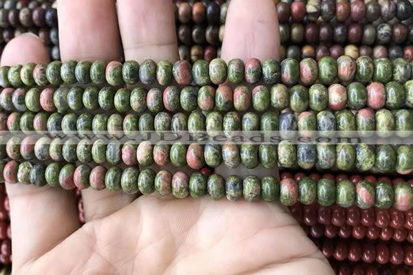 CRB4037 15.5 inches 4*6mm rondelle unakite beads wholesale