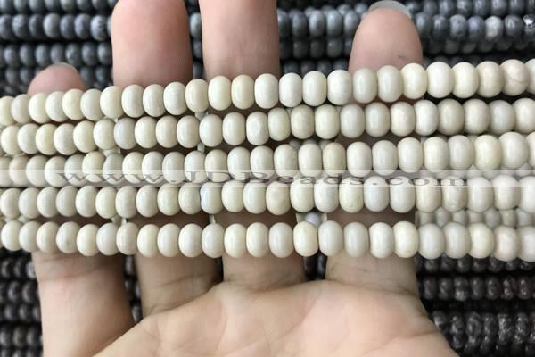 CRB4050 15.5 inches 4*6mm rondelle white fossil jasper beads wholesale