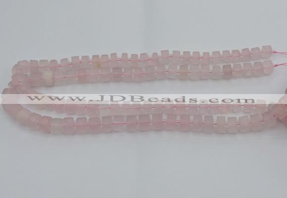 CRB451 15.5 inche 6*10mm tyre matte rose quartz gemstone beads