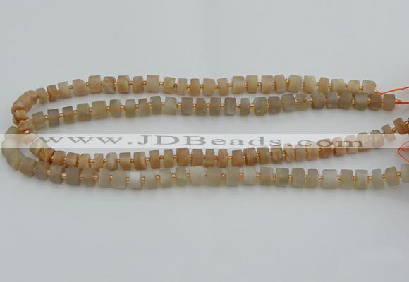 CRB462 15.5 inche 5*8mm tyre matte moonstone gemstone beads