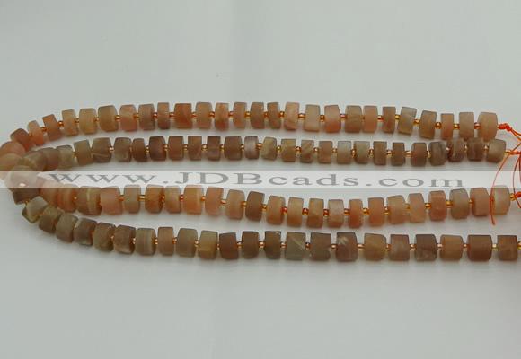 CRB463 15.5 inche 6*10mm tyre matte moonstone gemstone beads