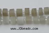 CRB465 15.5 inche 5*8mm tyre matte grey moonstone gemstone beads