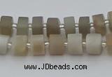 CRB467 15.5 inche 8*12mm tyre matte grey moonstone gemstone beads