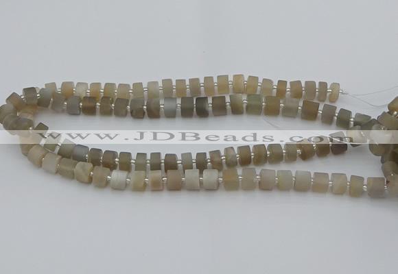 CRB467 15.5 inche 8*12mm tyre matte grey moonstone gemstone beads