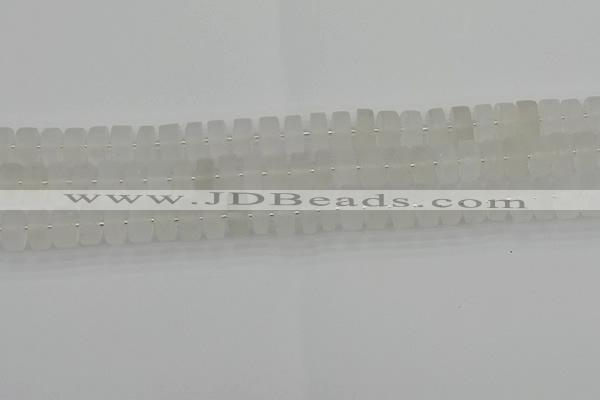 CRB500 15.5 inches 6*10mm tyre matte white crystal beads wholesale