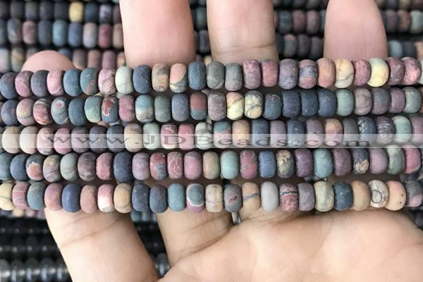 CRB5012 15.5 inches 4*6mm rondelle matte picasso jasper beads