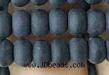 CRB5016 15.5 inches 4*6mm rondelle matte black agate beads wholesale